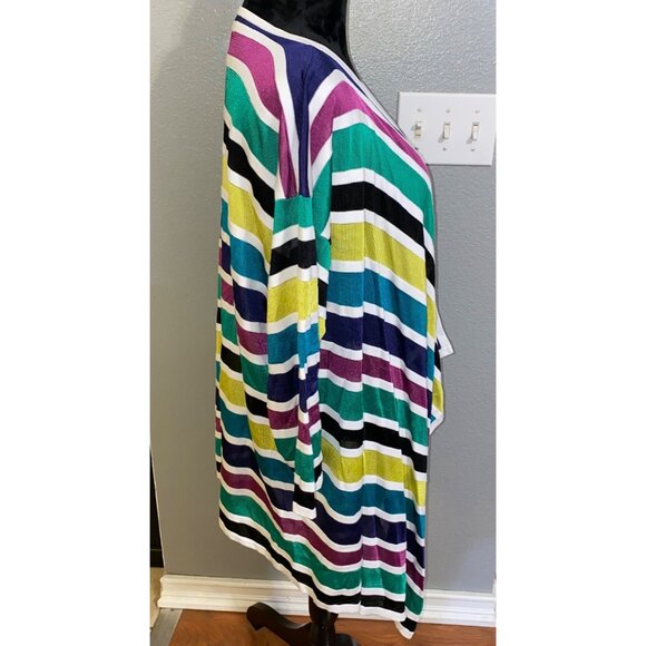 Anne Klein Cardigan Women’s XL Open Front Jacket Multicolor Striped Sheer Light - Picture 8 of 8